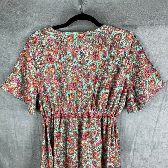 Zury Dress Womens One Size Pink Floral Silk Ruffle Hi Low Cottage Peasant Boho - Picture 5 of 12